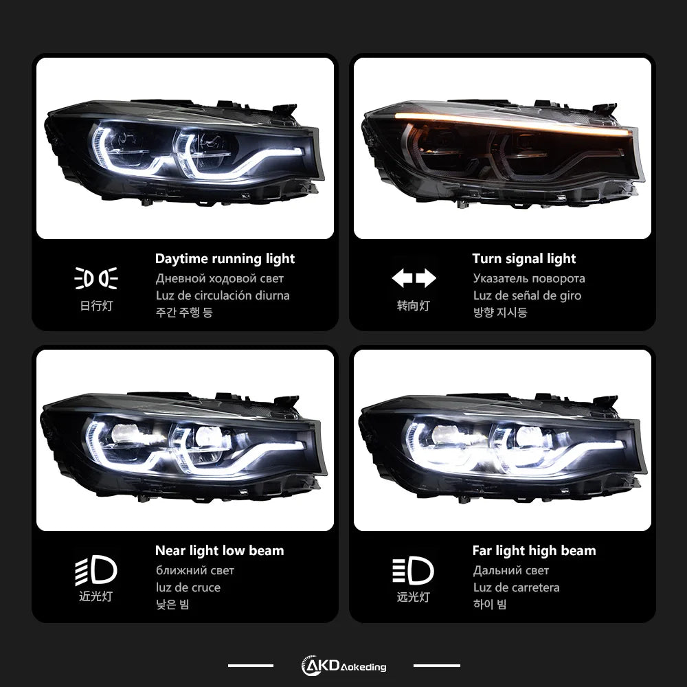 BMW 3GT F34 2013-2019 LED Headlights Projector Lens Laser Style AKD