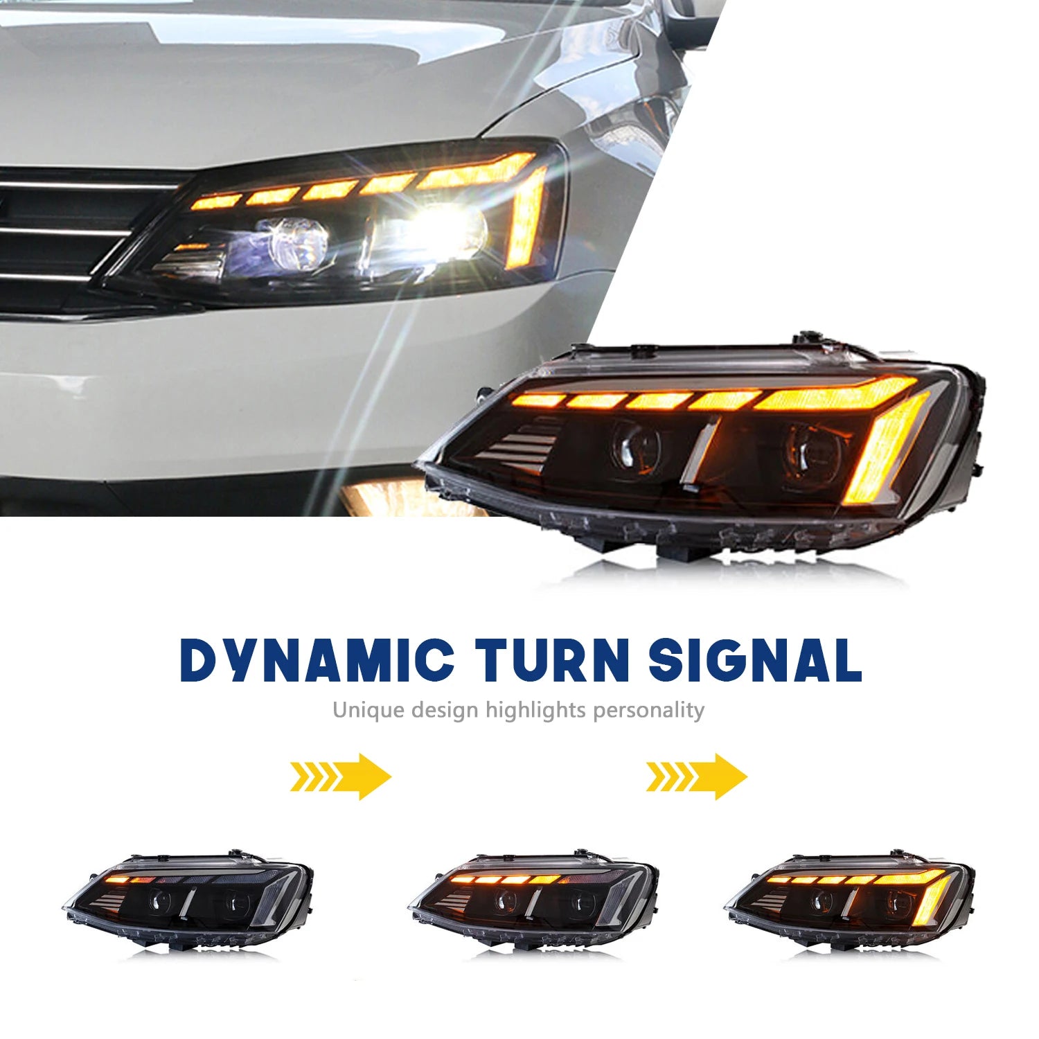 VW Volkswagen Jetta MK6 2012-2018 LED Headlights Red Demon Eyes HCMOTIONZ