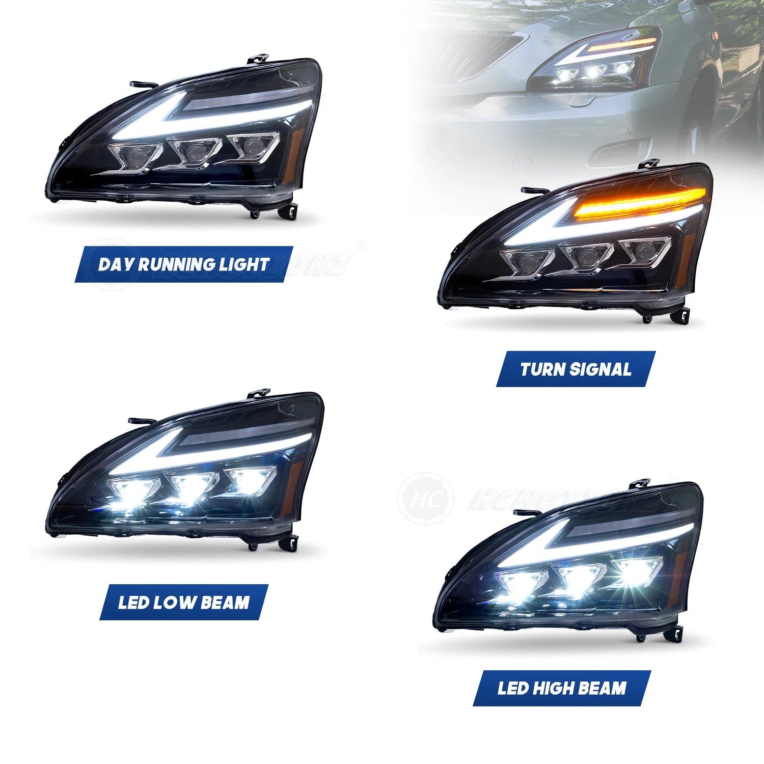 Lexus RX Series 2nd Gen 2003-2009 Full LED Headlights set HCMOTIONZ