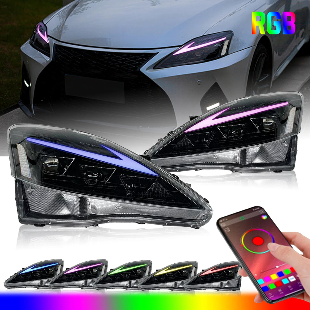 Lexus IS IS-F 2006-2013 LED Headlights RGB Plug and Play HCMOTIONZ