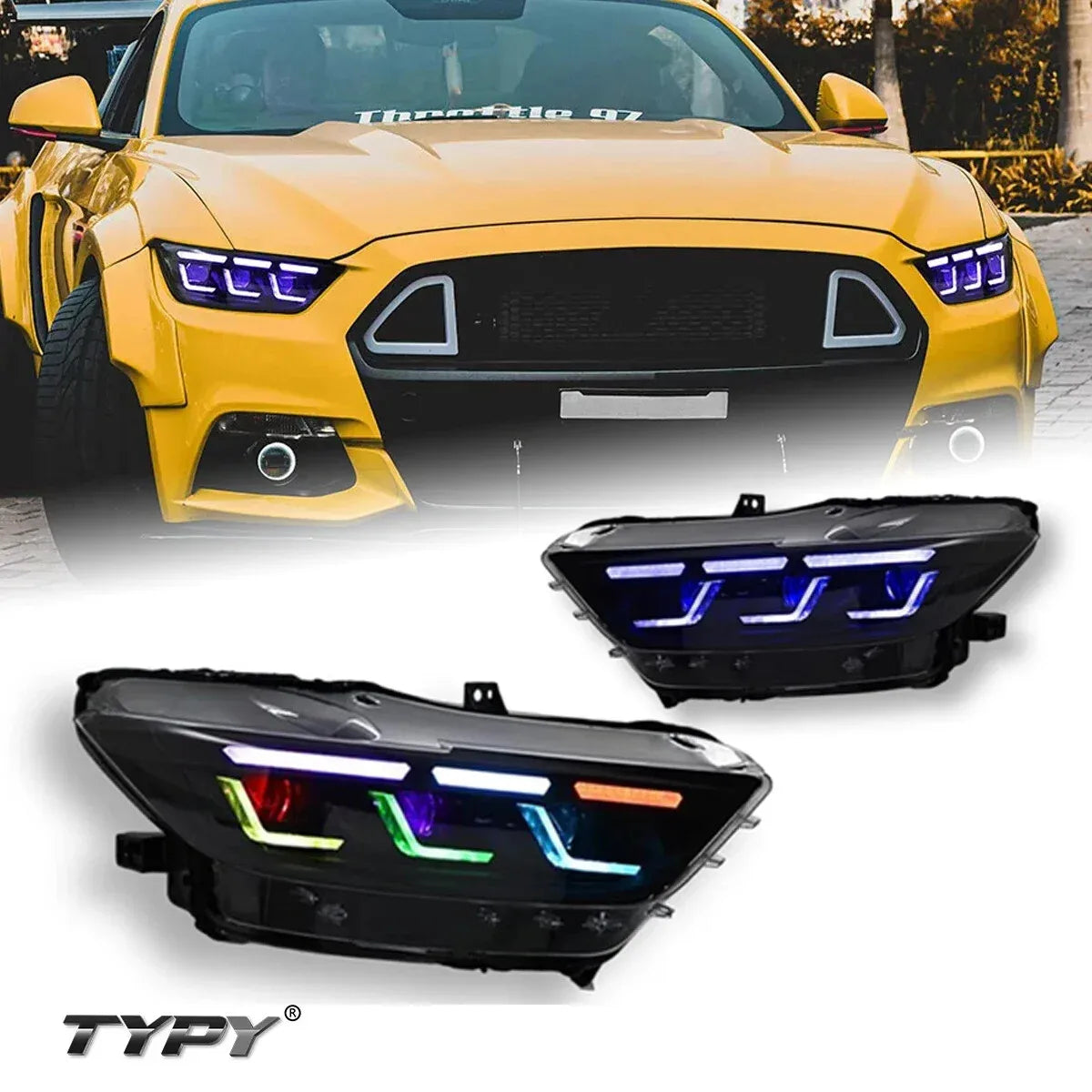 Ford Mustang VI 2015 2016 2017 RGB LED Headlights S650 Style Upgrade TYPY