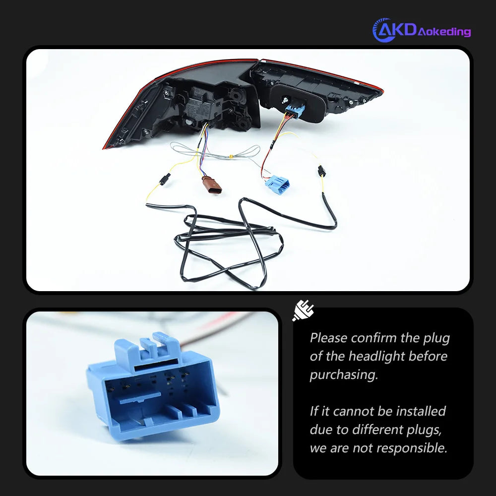 VW Volkswagen Golf 8 2021-2023 LED Tail Lights Latest Styling Red Smoked AKD