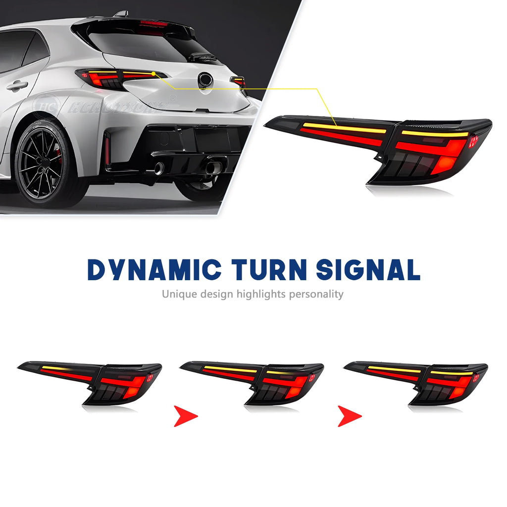 Toyota Corolla Hatchback 2018-2023 LED Tail Lights Red Smoked White HCMOTIONZ
