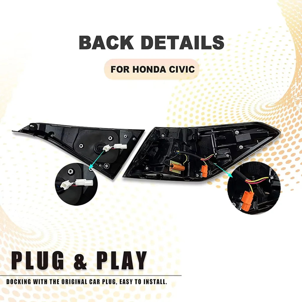 Honda Civic 11th Gen 2022-2023 LED Tail Lights Rear Lamps Sequential Turn Signal TYPY