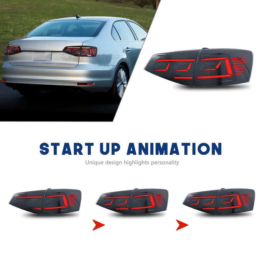 VW Volkswagen Jetta MK6 2015-2018 LED Tail Lights Smoked Red HCMOTIONZ