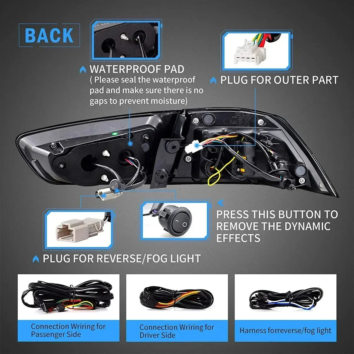 Mitsubishi Lancer EVO X 2008-2020 LED Tail light Dynamic Turn Signal TYPY