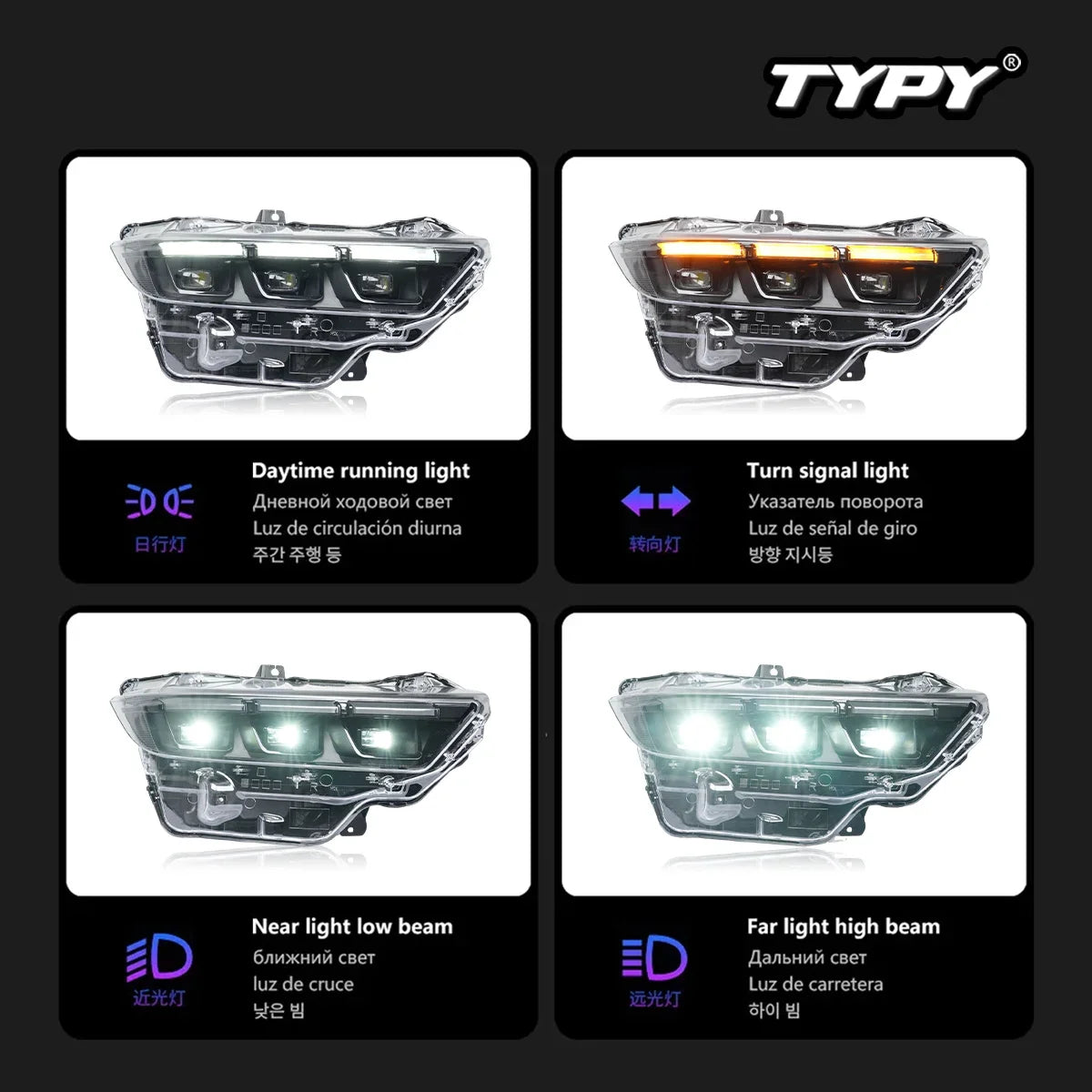 Ford Mustang VII S650 2024-2025 Headlight LED Projector Head Lamp  TYPY