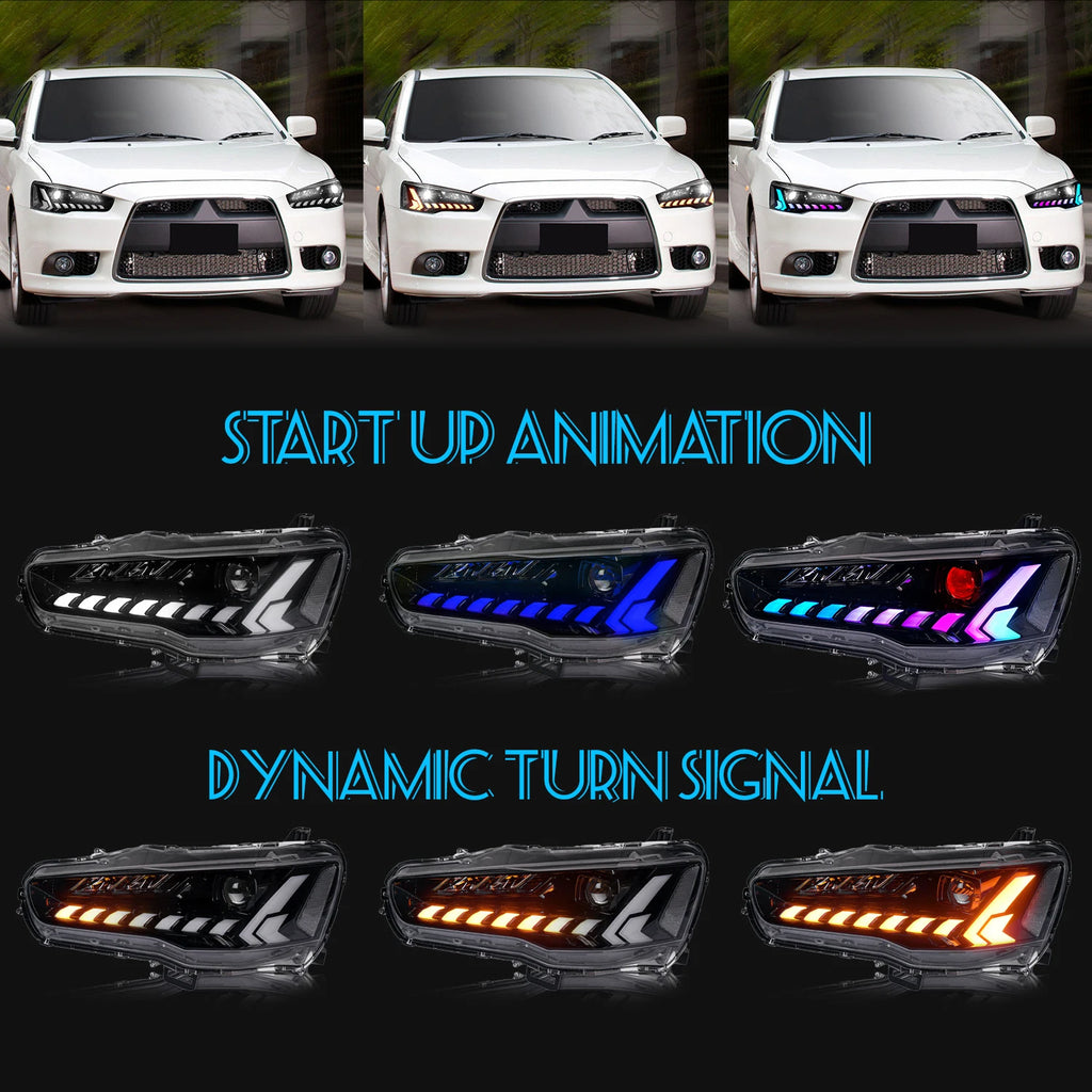 Mitsubishi Lancer Evo X 2008-2017 LED Headlights RGB HCMOTIONZ