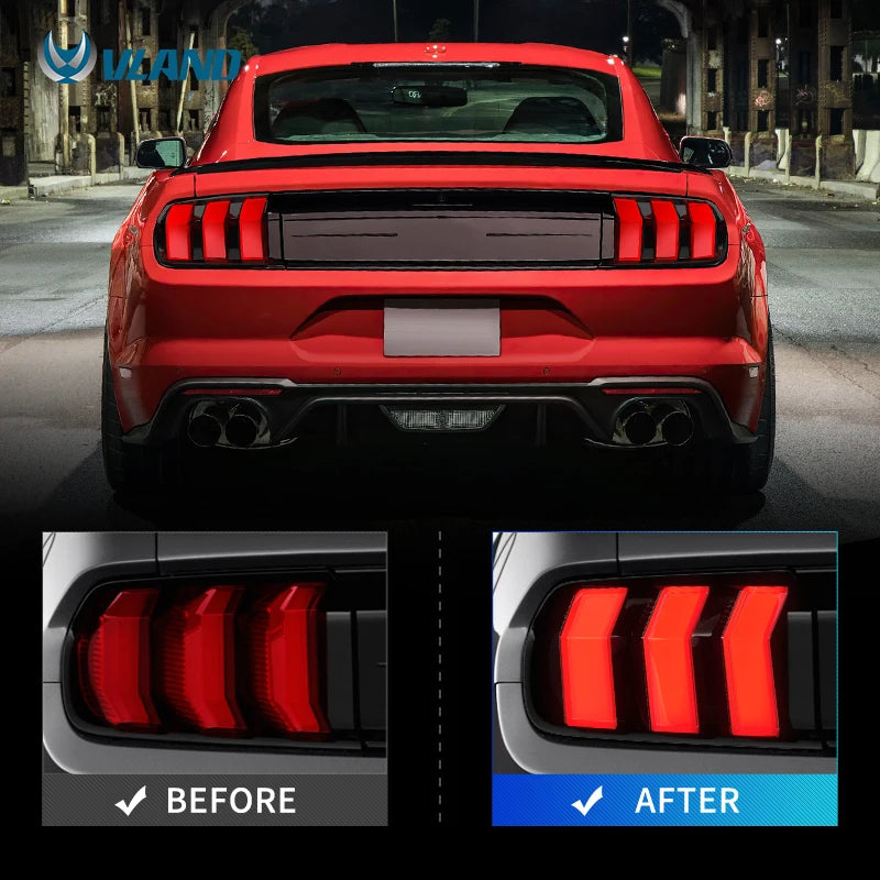 Ford Mustang S550 2015-2023 LED Tail Light S650 Style Sequential Turn Signal VLAND
