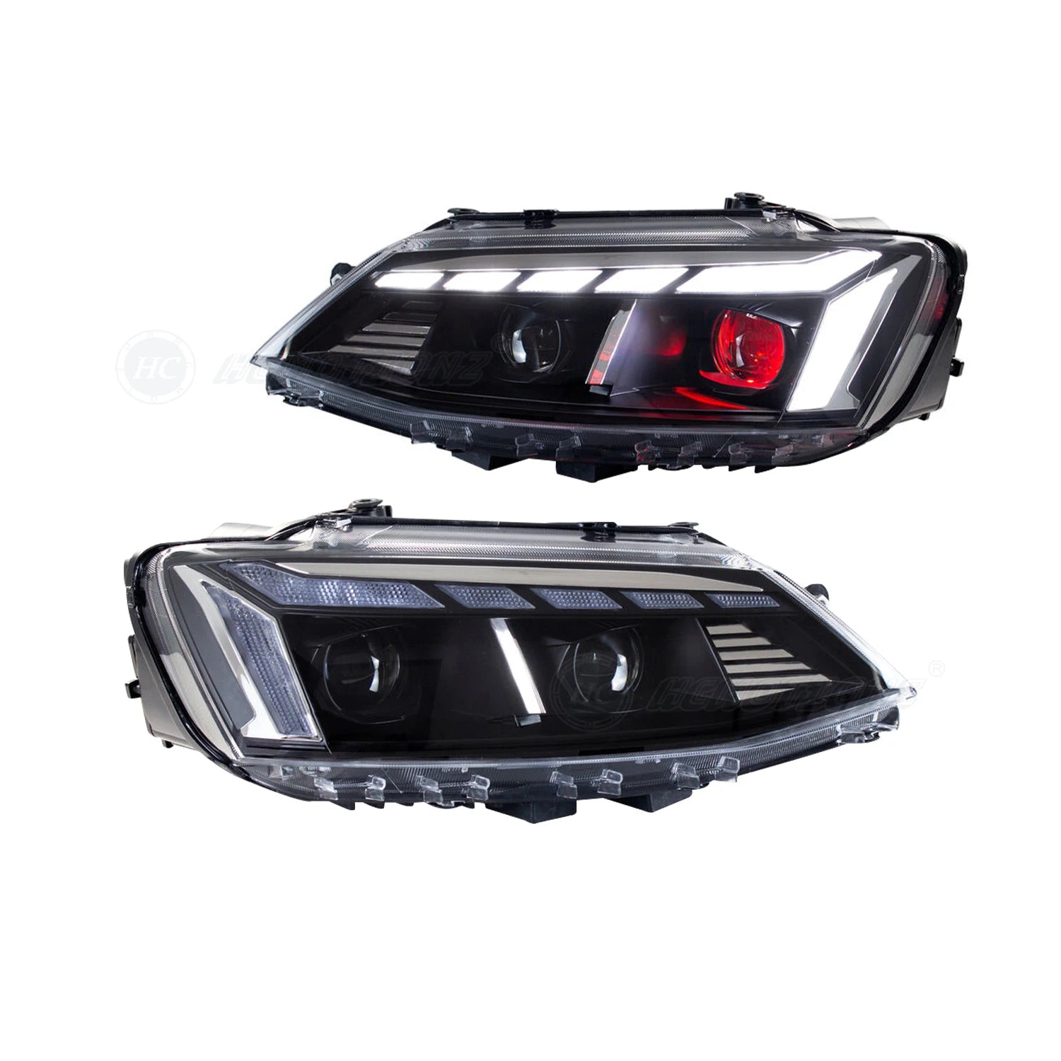 VW Volkswagen Jetta MK6 2012-2018 LED Headlights Red Demon Eyes HCMOTIONZ