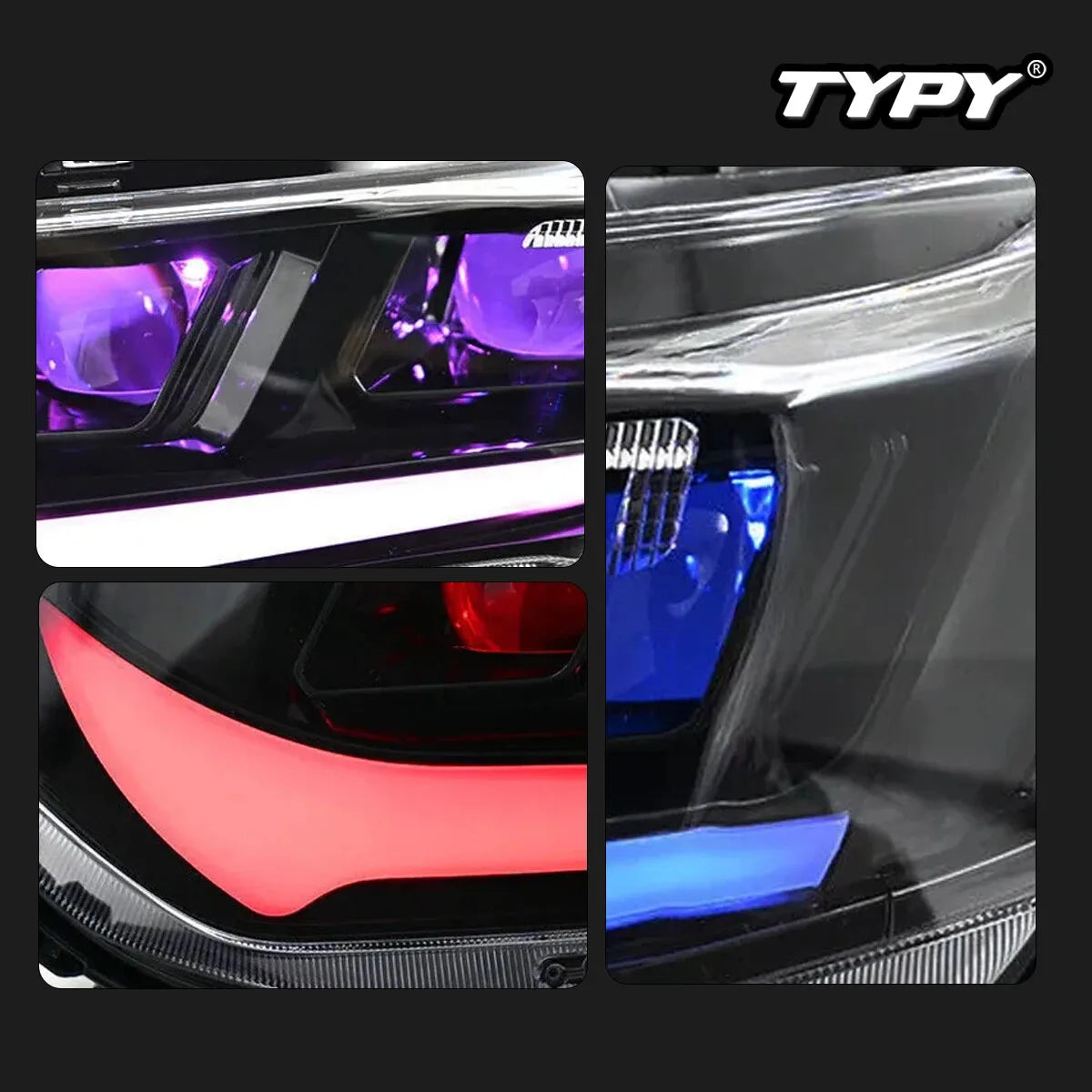 Honda Accord 2018-2022 LED RGB Projector Headlights Demon Eye TYPY
