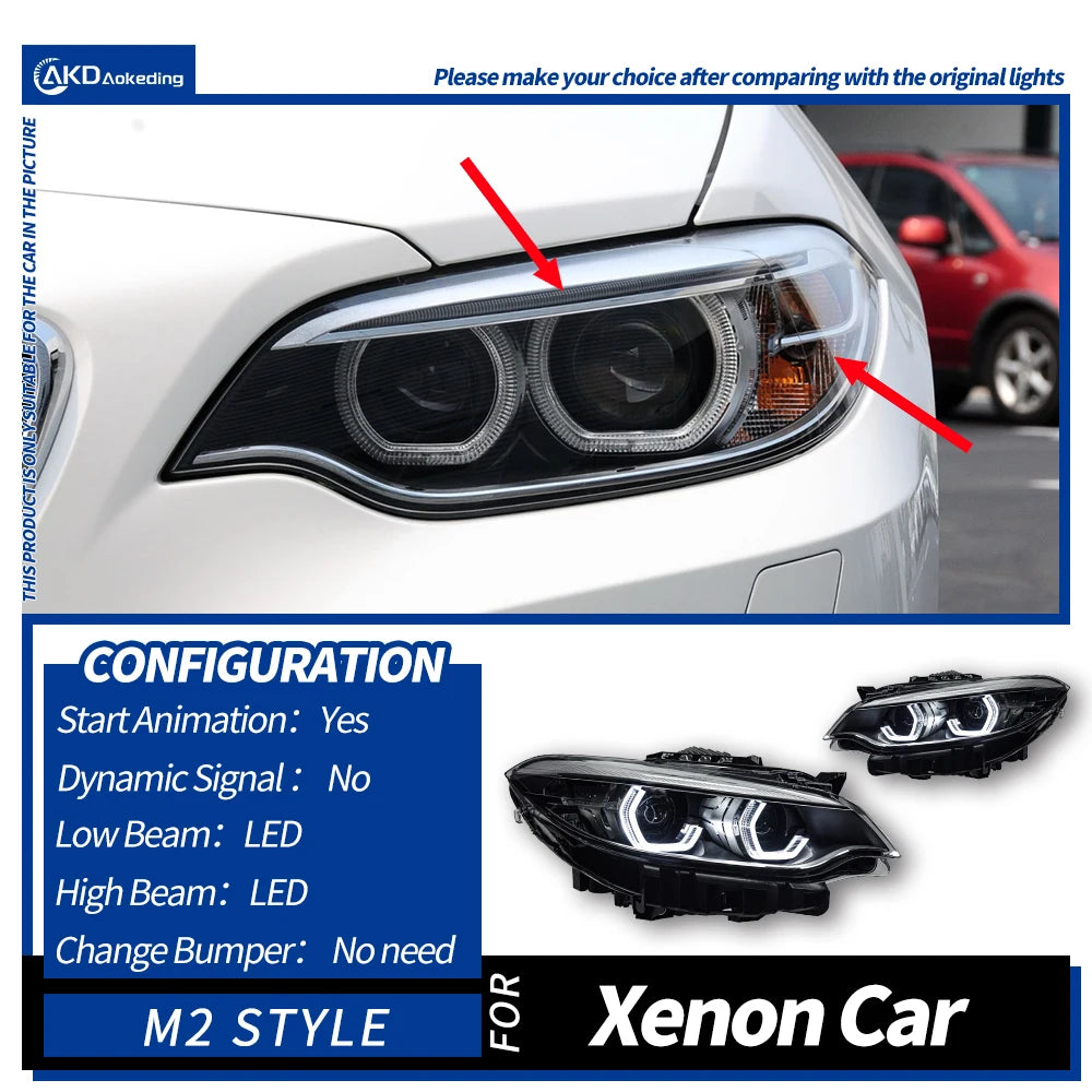 BMW 1 series F22 F23 F87 M2 2012-2018 Led Headlight Projector Lens Front Light AKD