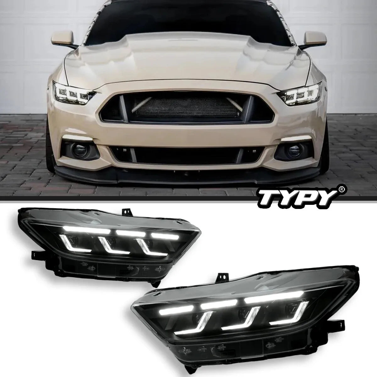Ford Mustang VI 2015-2022 LED Headlights S650 Style Upgrade TYPY