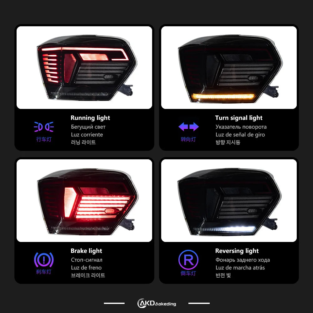 VW Volkswagen Polo MK6 2019-2023 LED Tail Lights Red Smoked AKD