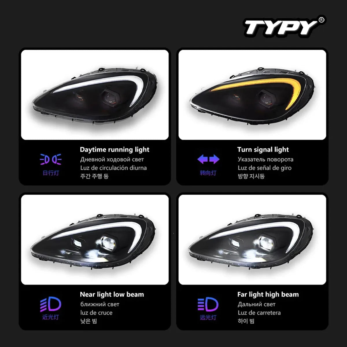 Chevrolet Corvette C6 2005-2013 RGB LED Headlight Front Lamp Assembly TYPY