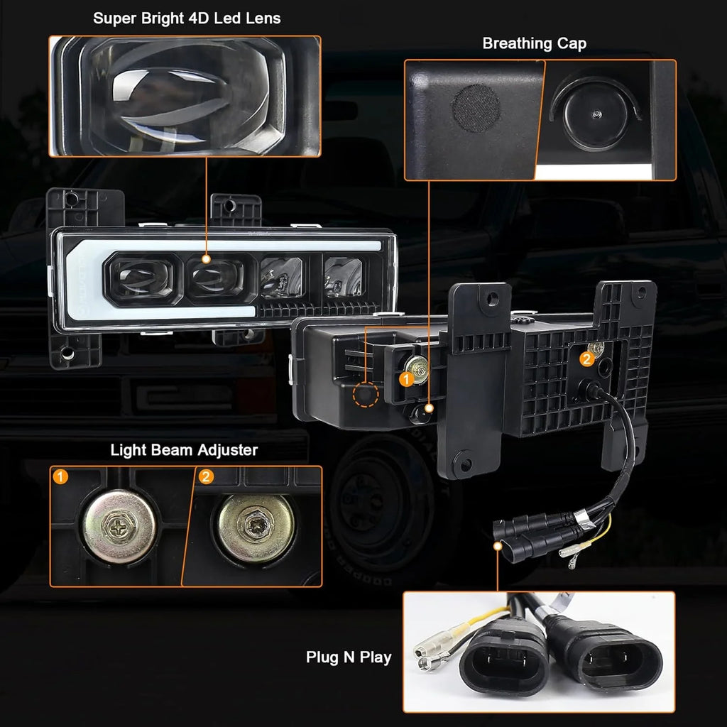 Chevy Chevrolet GMT-400 C/K 1500 2500 3500 1988-1998 LED Headlights + Turn Signal OVOVS