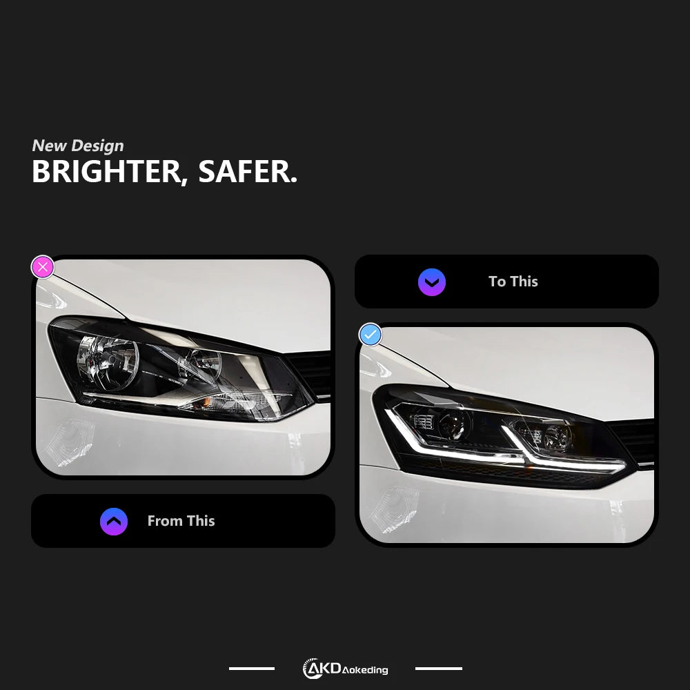 VW Volkswagen Polo MK5 2011-2018 LED Headlights Projector Lens AKD