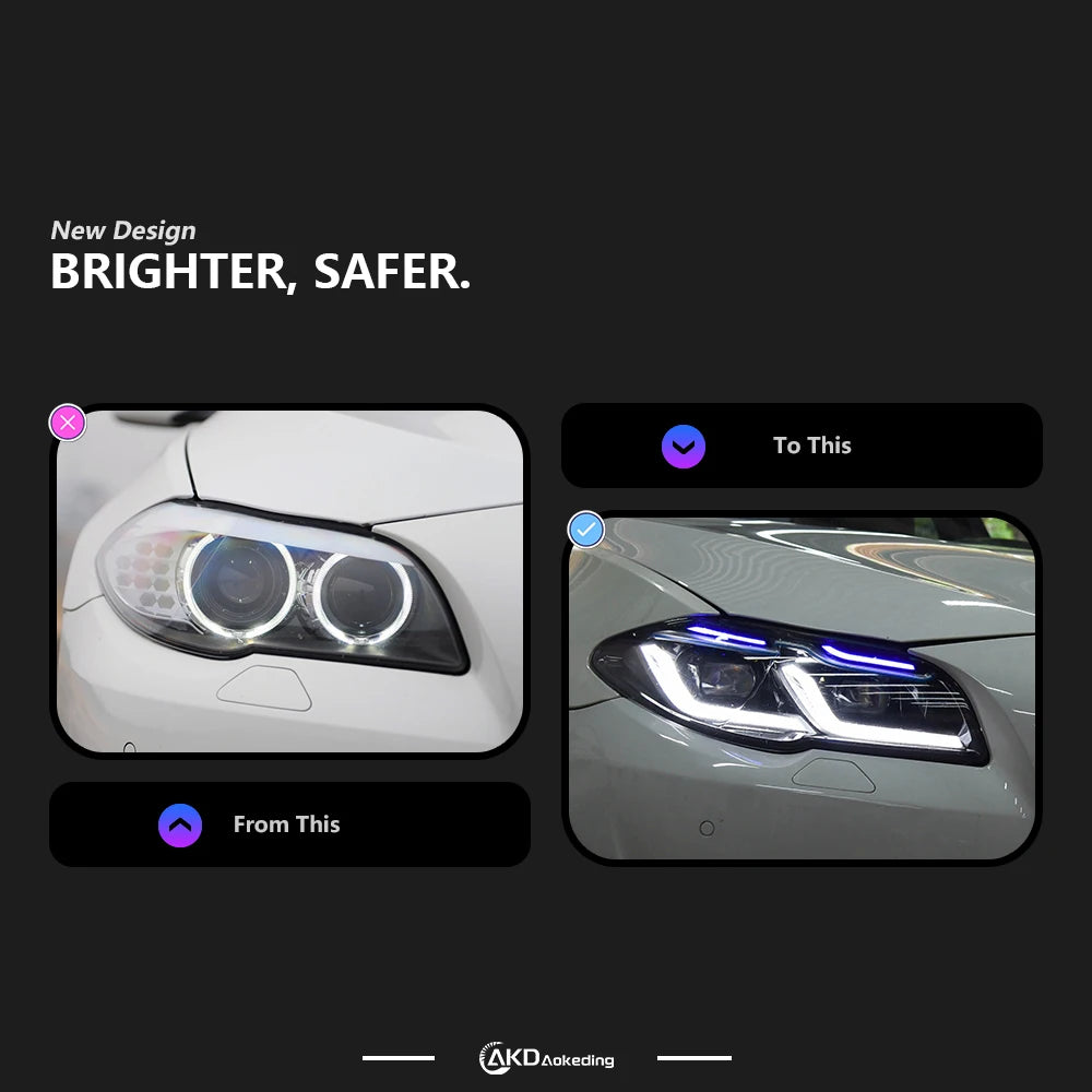 BMW 5 Series F10 F11 2010-2017 LED Headlights X5 Style Projector Lens AKD