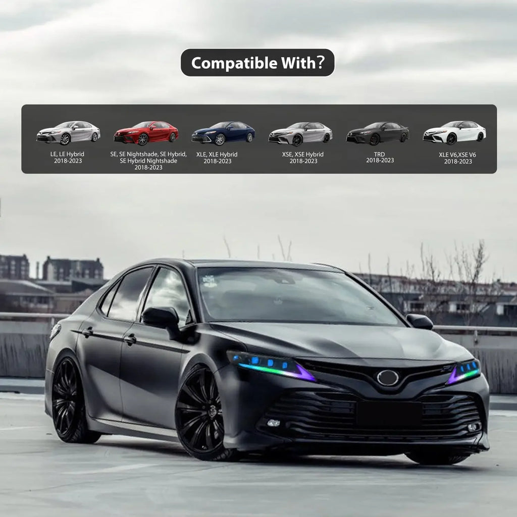 Toyota Camry 8th 2018-2023 RGB Headlight DRL Sequential Turn Signal TYPY
