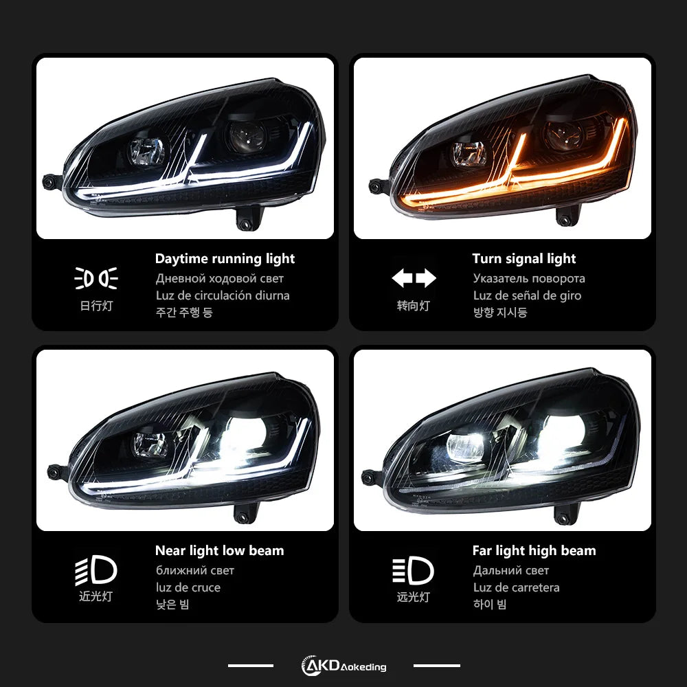 VW Volkswagen Golf MK5 2006-2011 Reflektory LED Soczewka projektora Nowoczesny styl AKD