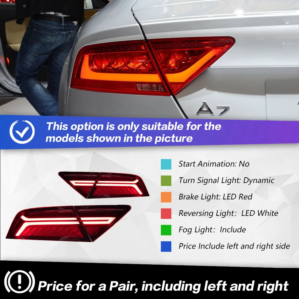 Audi A7 S7 RS7 2011-2016 LED Tail Lights Red Smoked AKD