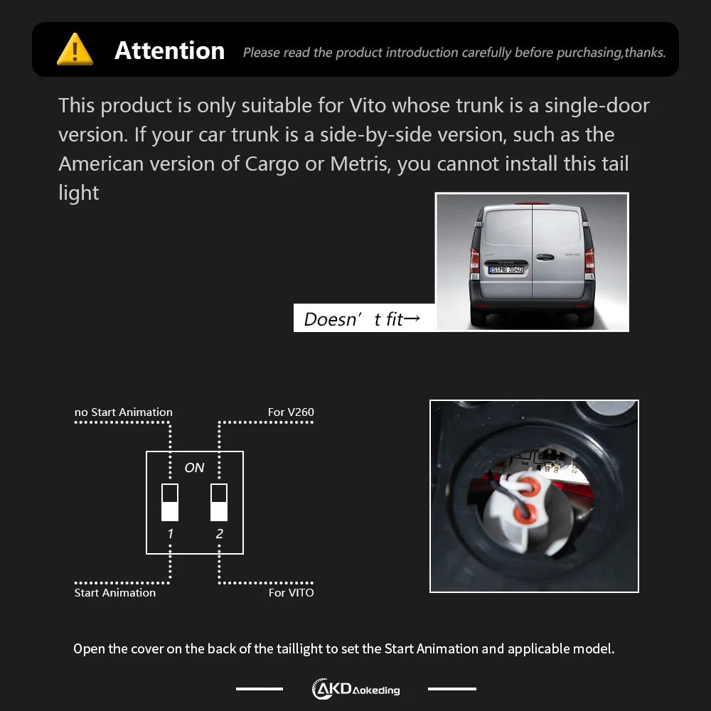 Mercedes-Benz V Klasa Vito W447 2016-2021 Lampy tylne LED komplet AKD