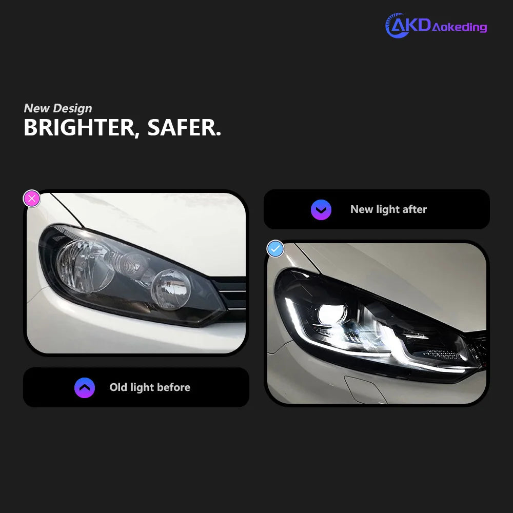 Volkswagen VW Golf 6 2009-2012 Lampy przednie reflektory LED Komplet AKD