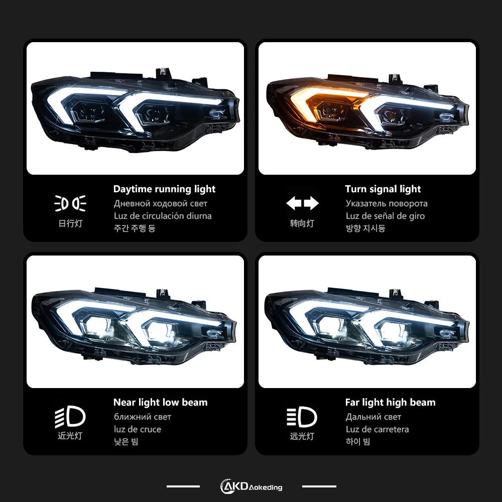 BMW 3 series F30 F31 2012-2019 LED Headlight Projector Lens Black Version AKD