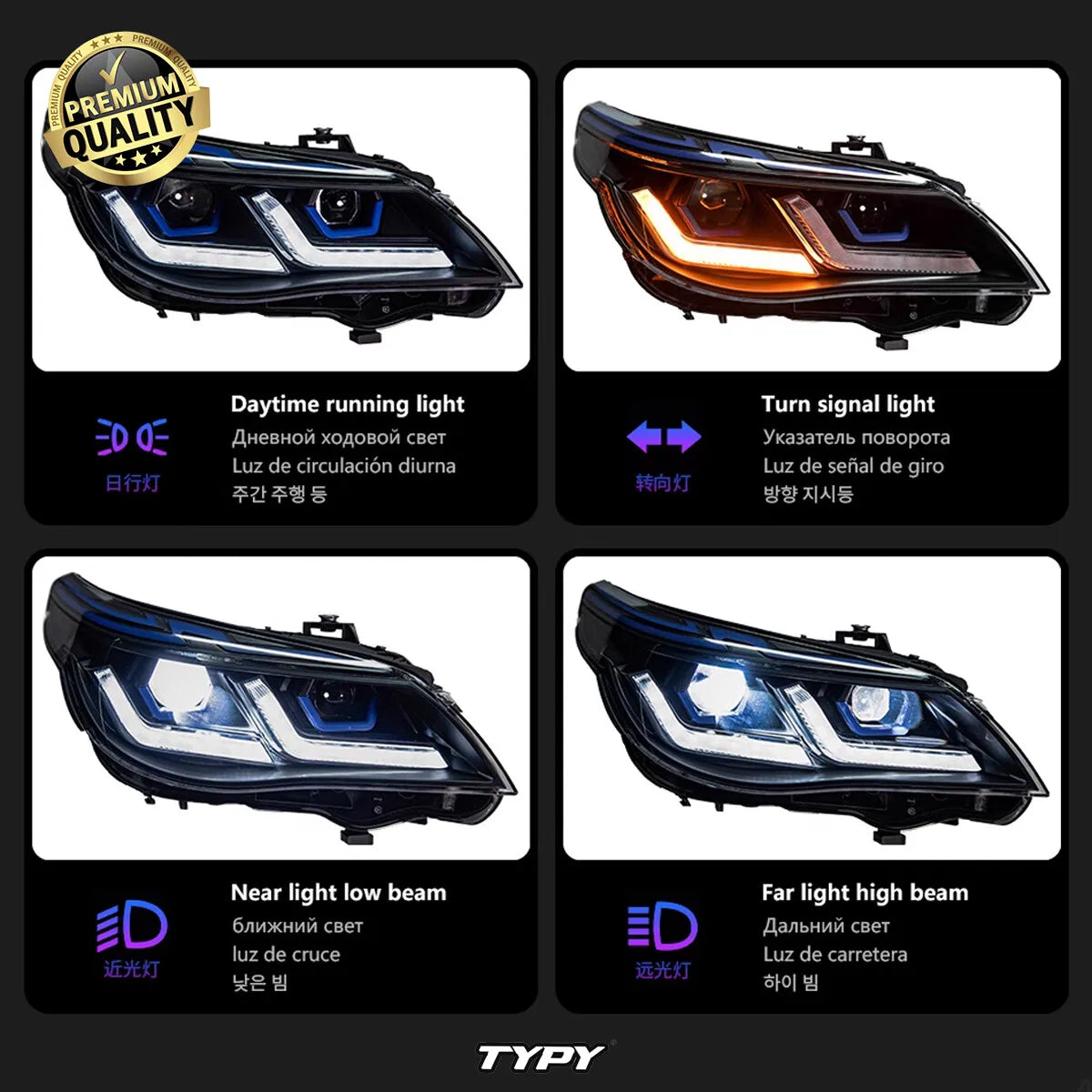BMW 5 Series E60 E61 2005-2010 LED Headlights Upgrade TYPY