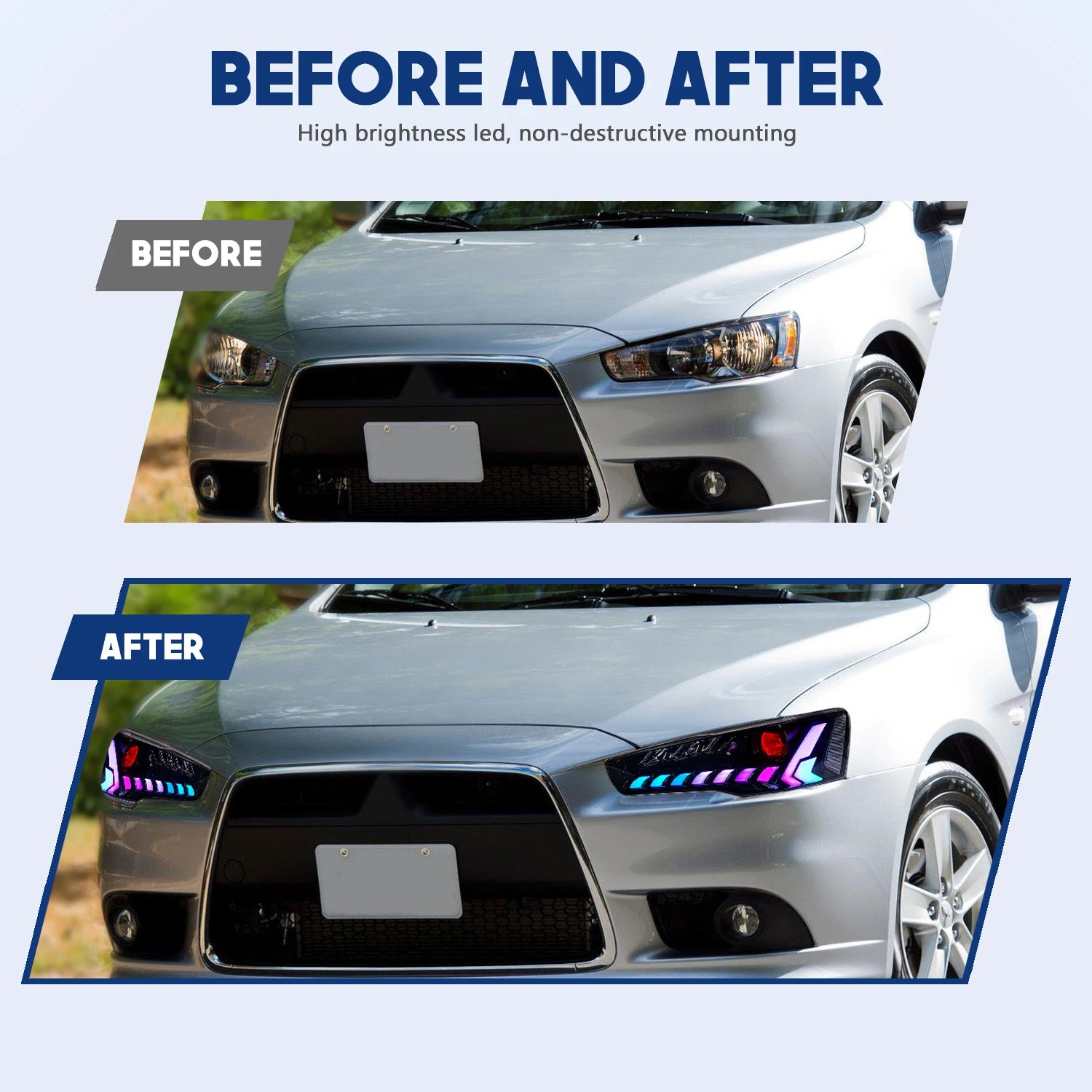 Mitsubishi Lancer Evo X 2008-2017 LED Headlights RGB HCMOTIONZ