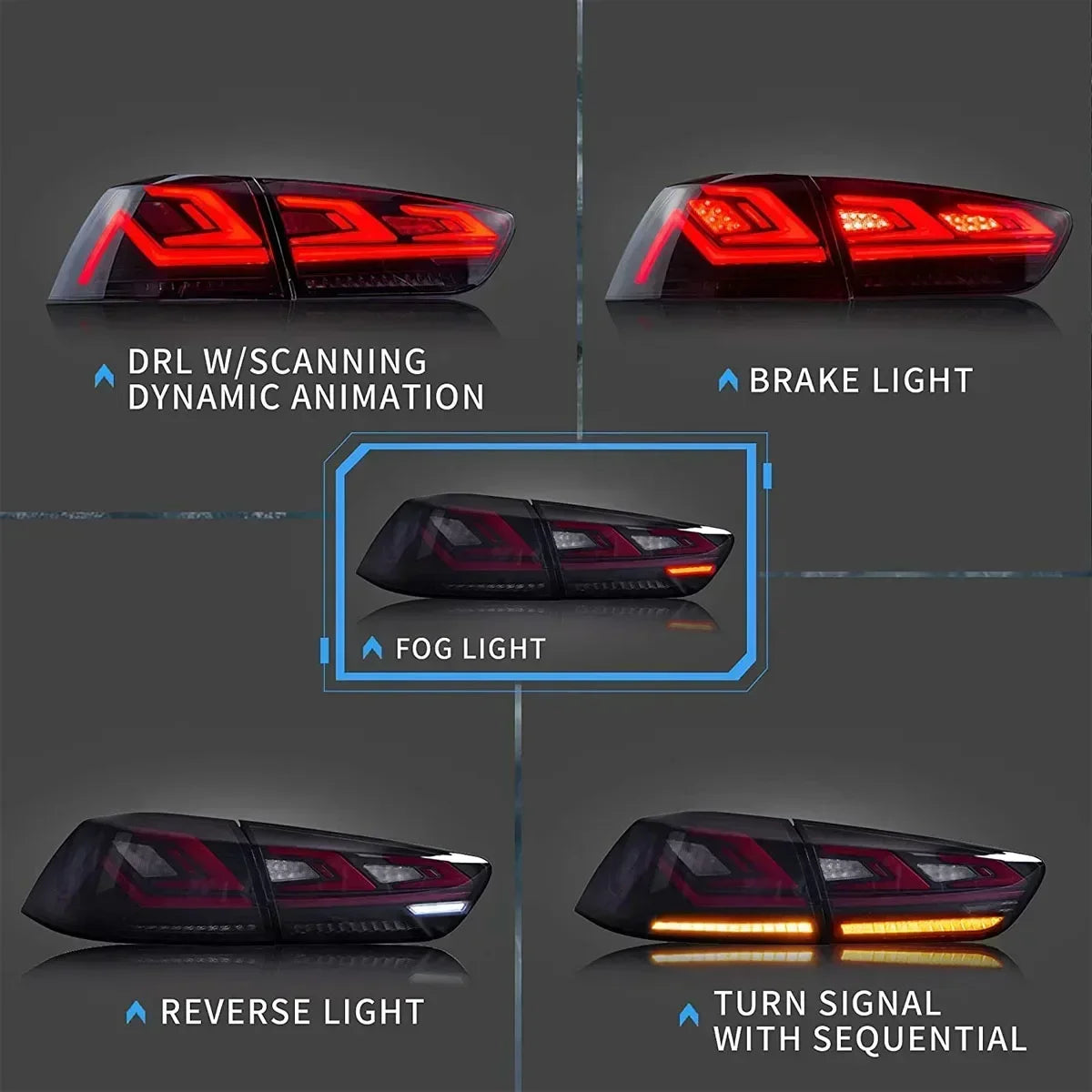 Mitsubishi Lancer EVO X 2008-2020 LED Tail light Dynamic Turn Signal TYPY