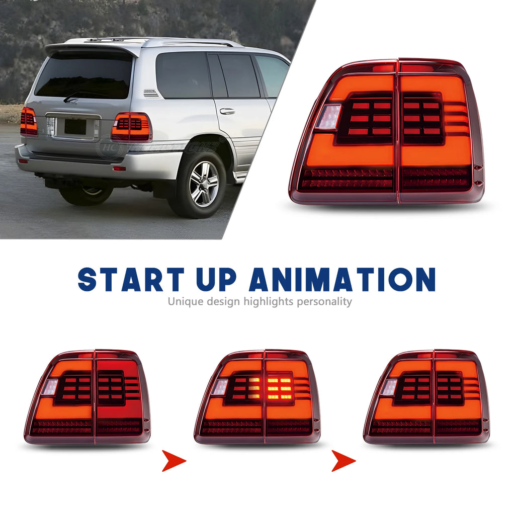 Lexus LX series 2nd Gen 1998-2007 LED Tail lights Red Smoked HCMOTIONZ