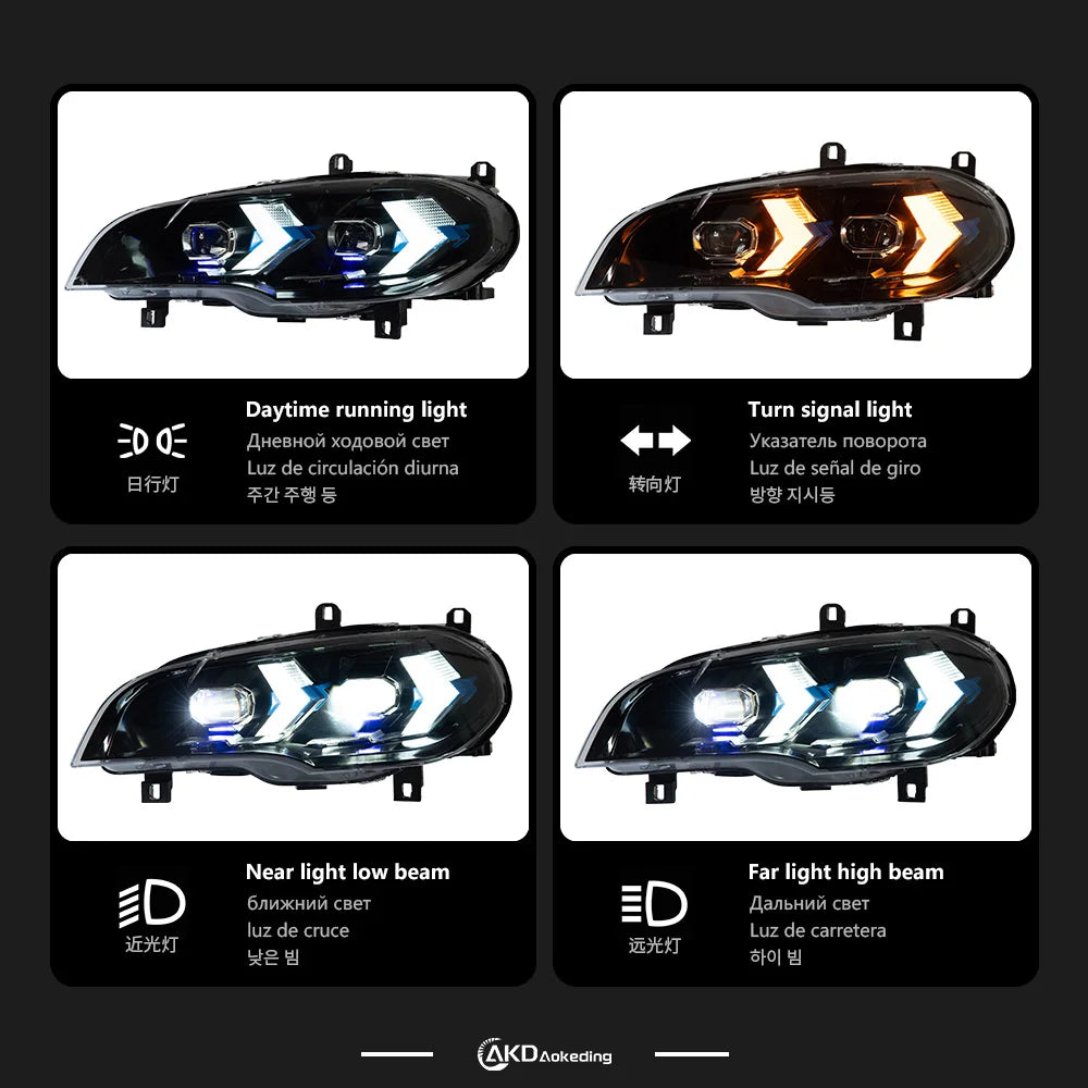 BMW X5 E70 2007-2013 LED Headlights Projector Lens Laser Style AKD