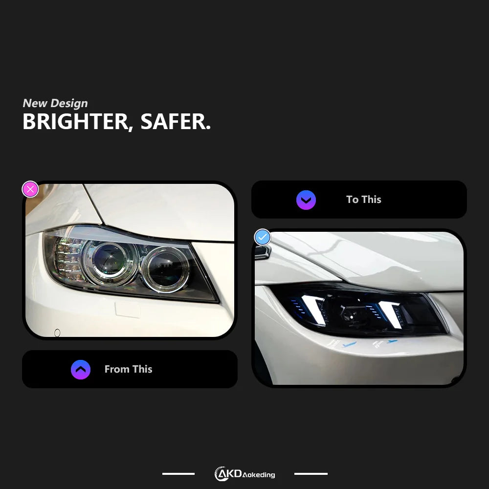 BMW 3 series E90 E91 2005-2012 LED Headlights Laser Style Projector Lens AKD