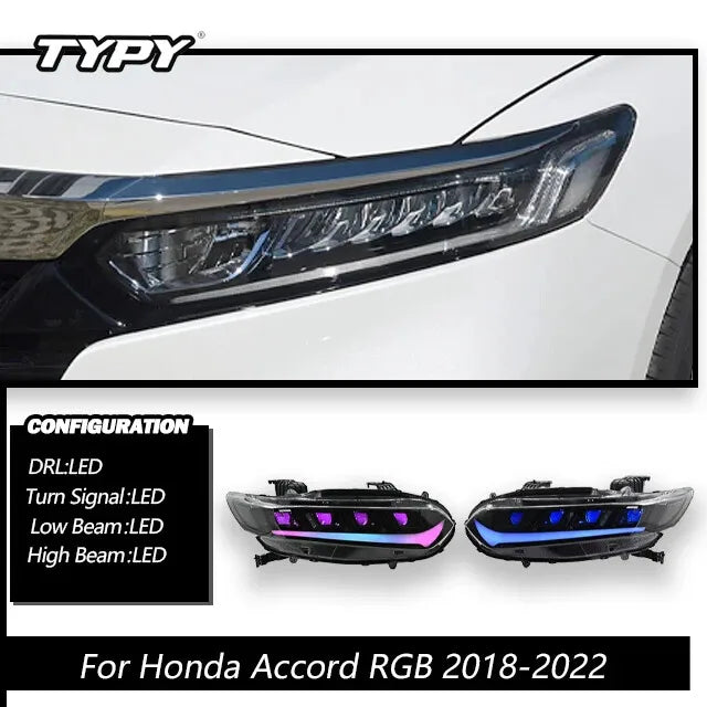 Honda Accord 2018-2022 LED RGB Projector Headlights Demon Eye TYPY