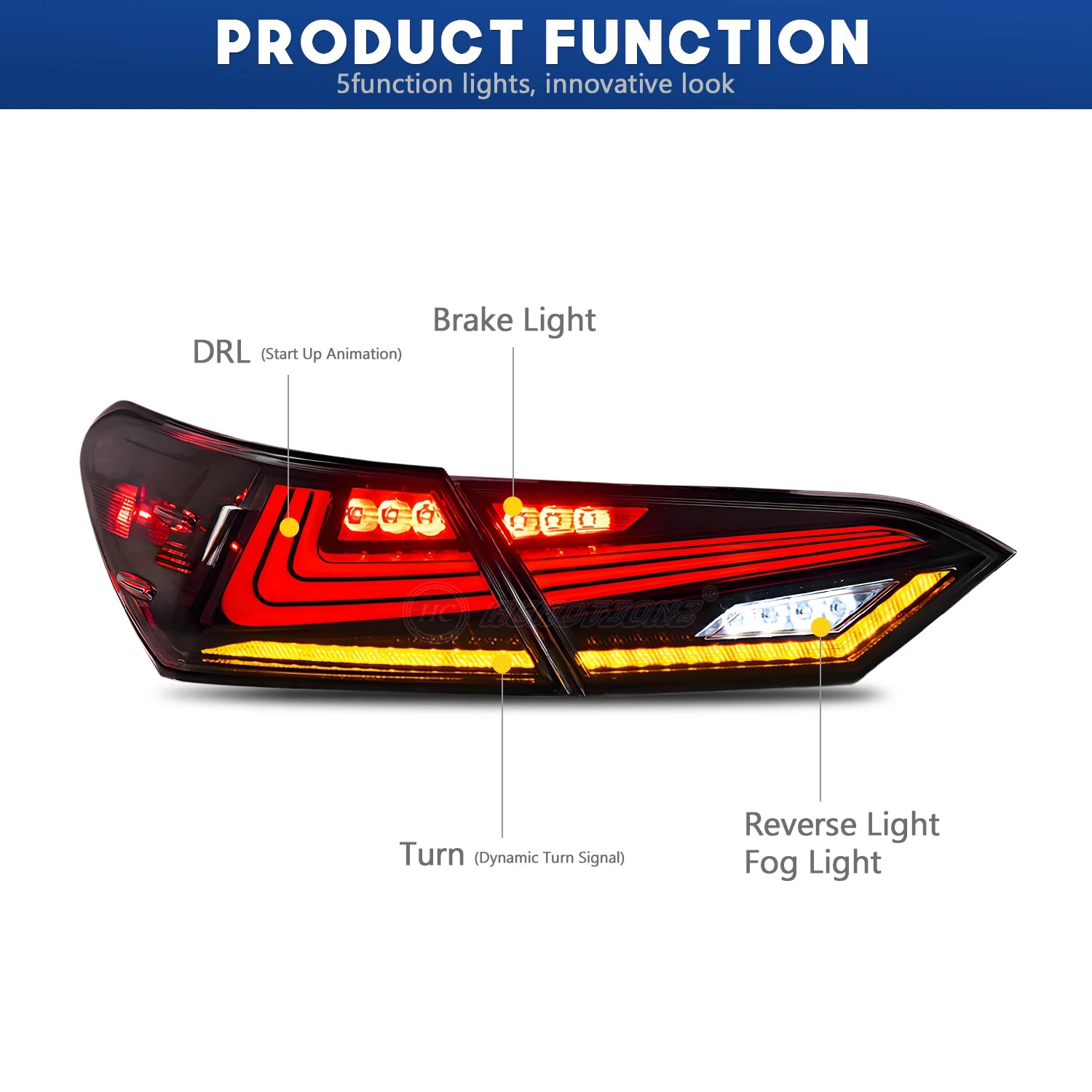 Toyota Camry 2018-2021 LED Tail Lights Smoked HCMOTIONZ