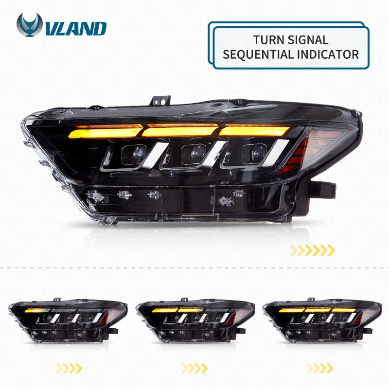 Ford Mustang VI 2015-2017 LED Headlights S650 Style Upgrade VLAND