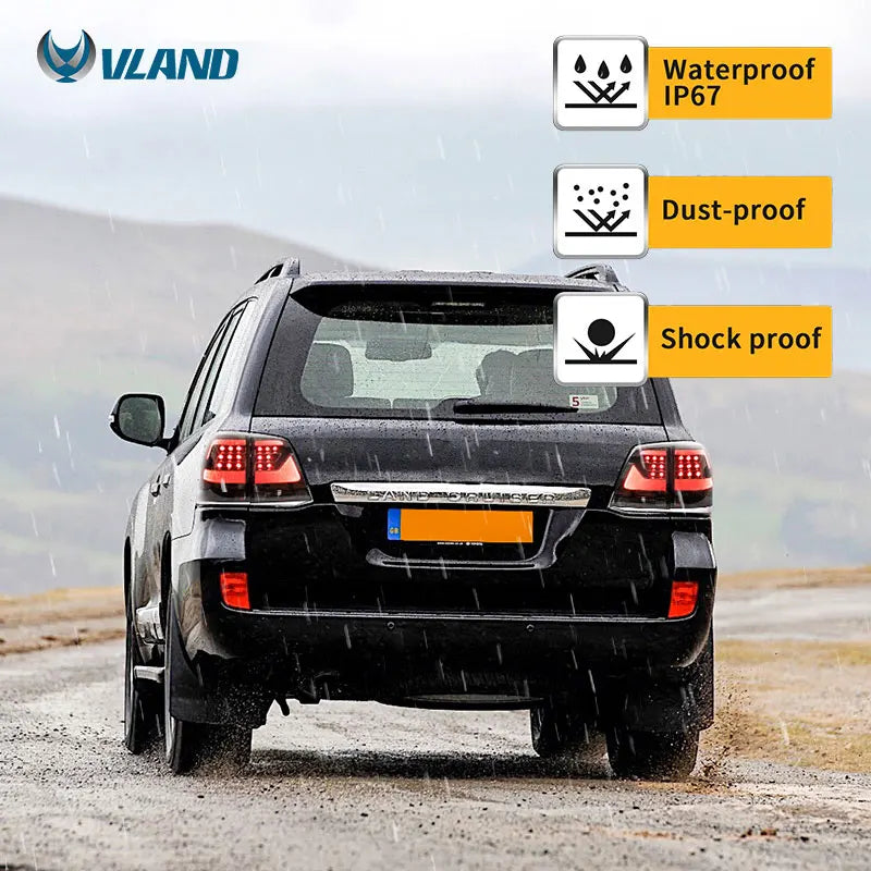 Toyota Land Cruiser J200 2008-2021 LED Tail Light Red Smoked VLAND