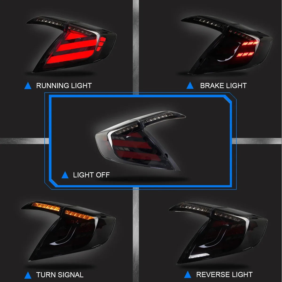 Honda Civic Sedan 10th 2016-2021 LED Sequential Tail Lights TYPY