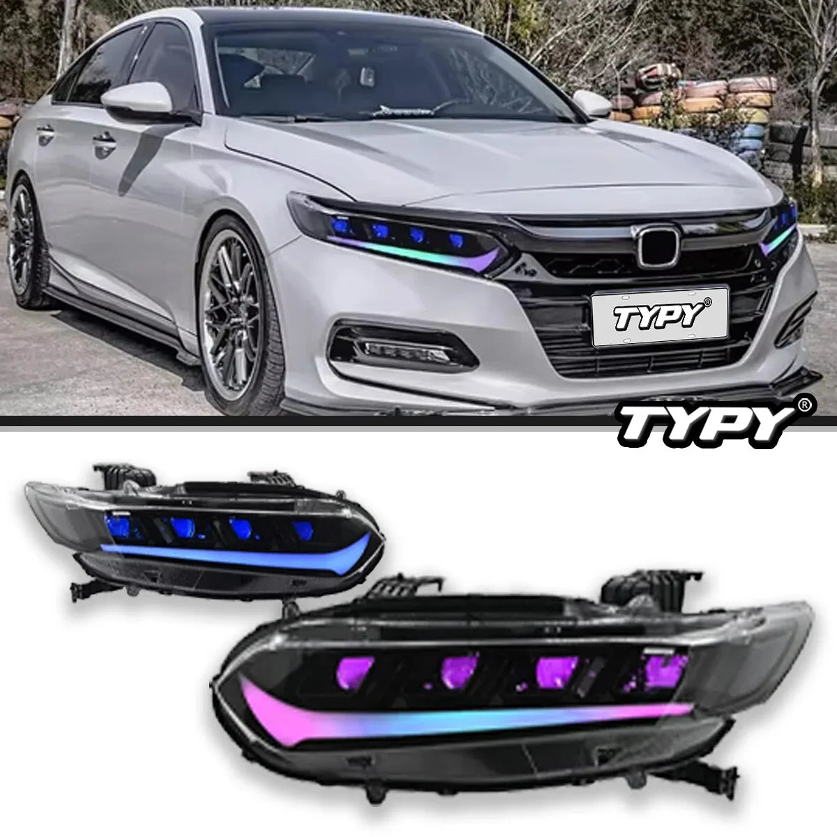 Honda Accord 2018-2022 LED RGB Projector Headlights Demon Eye TYPY