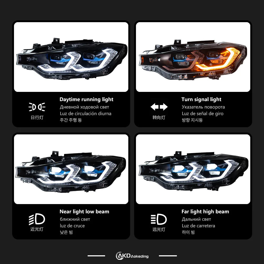 BMW serii 3 F30 F31 F35 2013-2019 Lampy przednie reflektory LED Komplet AKD