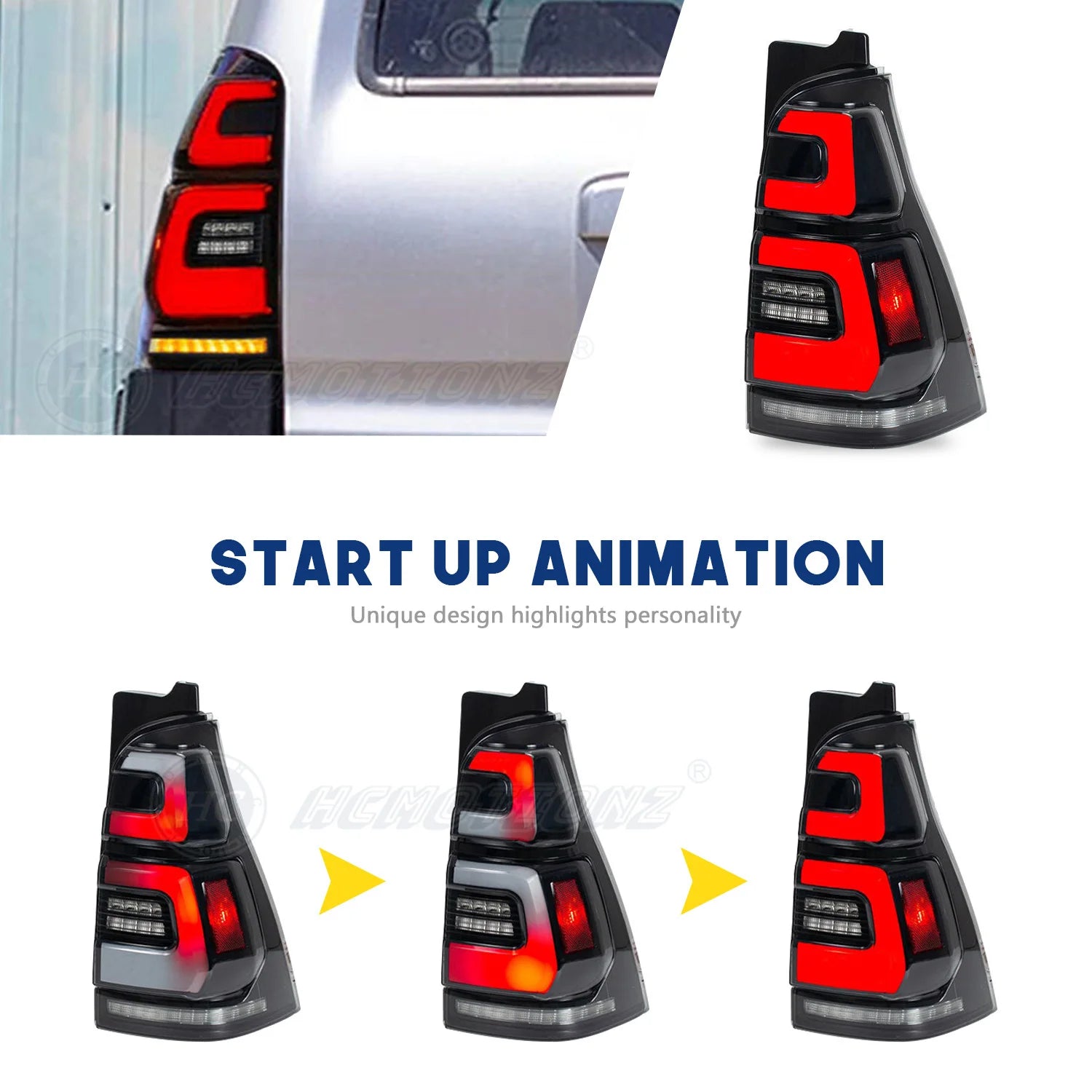 Toyota 4Runner 4th gen 2003-2009 LED Tail lights Smoked Red HCMOTIONZ