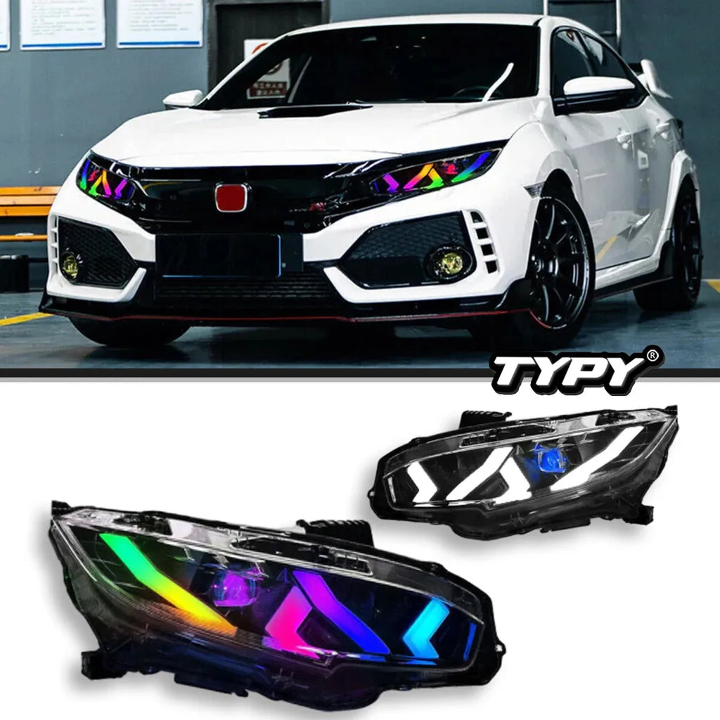 Honda Civic 10th Gen 2016-2021 RGB Full LED Headlight TYPY
