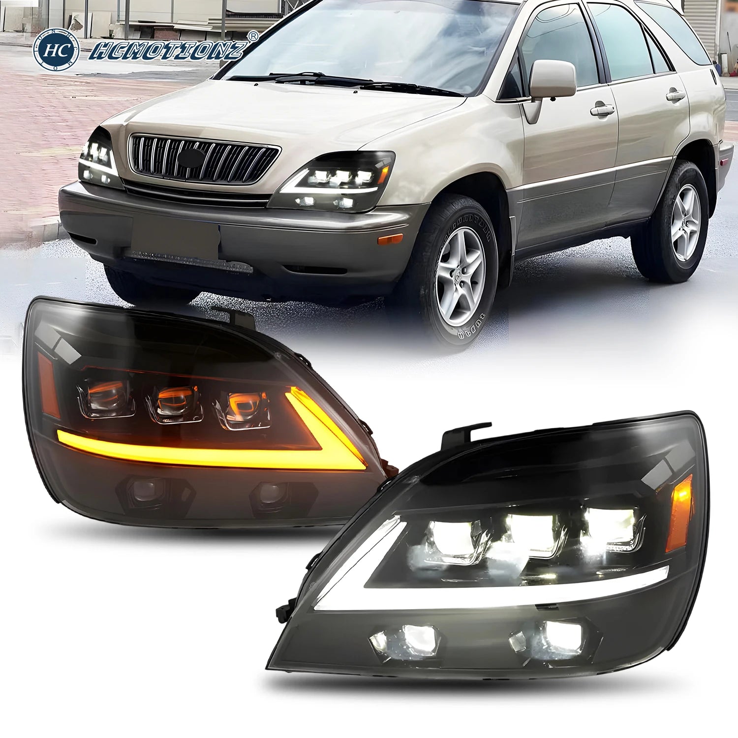 Lexus RX series 1st Gen 1998-2002 Full LED Headlights set HCMOTIONZ