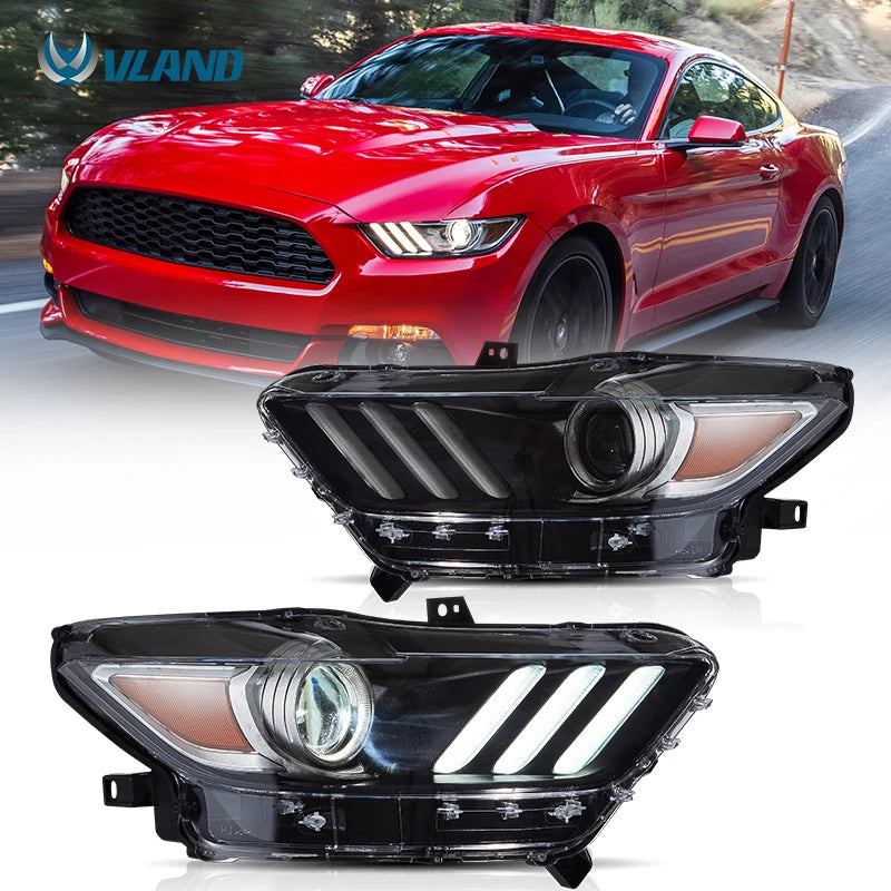 Ford Mustang VI S550 2015-2017 Headlights LED DRL Projector Lens VLAND
