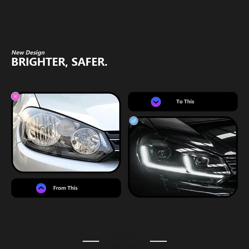 Volkswagen VW Golf MK6 2009-2012 LED Headlights with Sequential Turn Signal TYPY