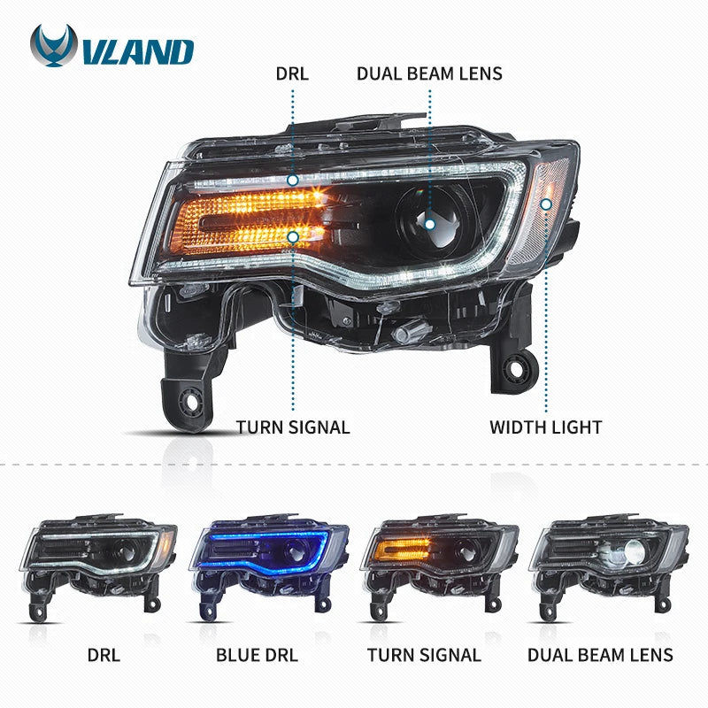 Jeep Grand Cherokee WK2 2014-2021 4th Gen Full LED Headlights VLAND