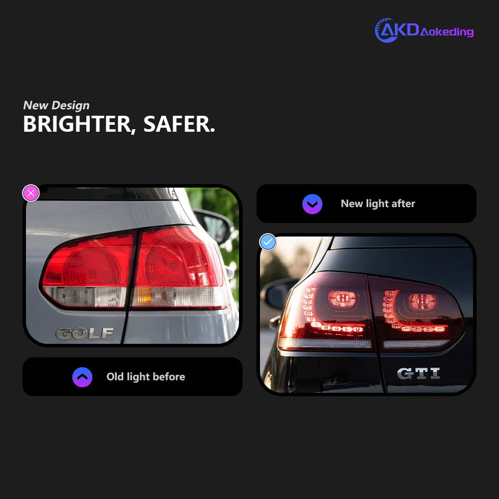 VW Volkswagen Golf 6 2009-2012 LED Tail lights modern style Red Smoked AKD