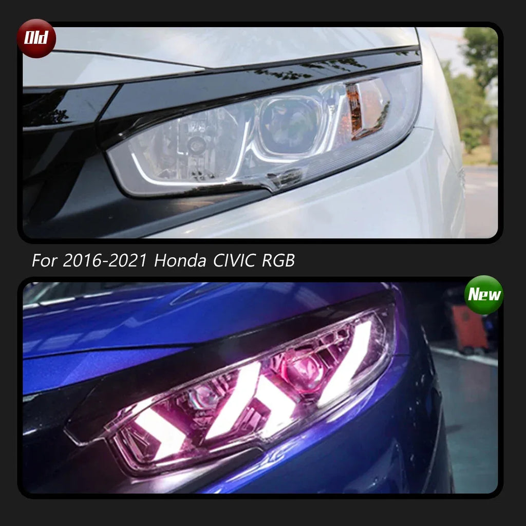 Honda Civic 10th Gen 2016-2021 RGB Full LED Headlight TYPY
