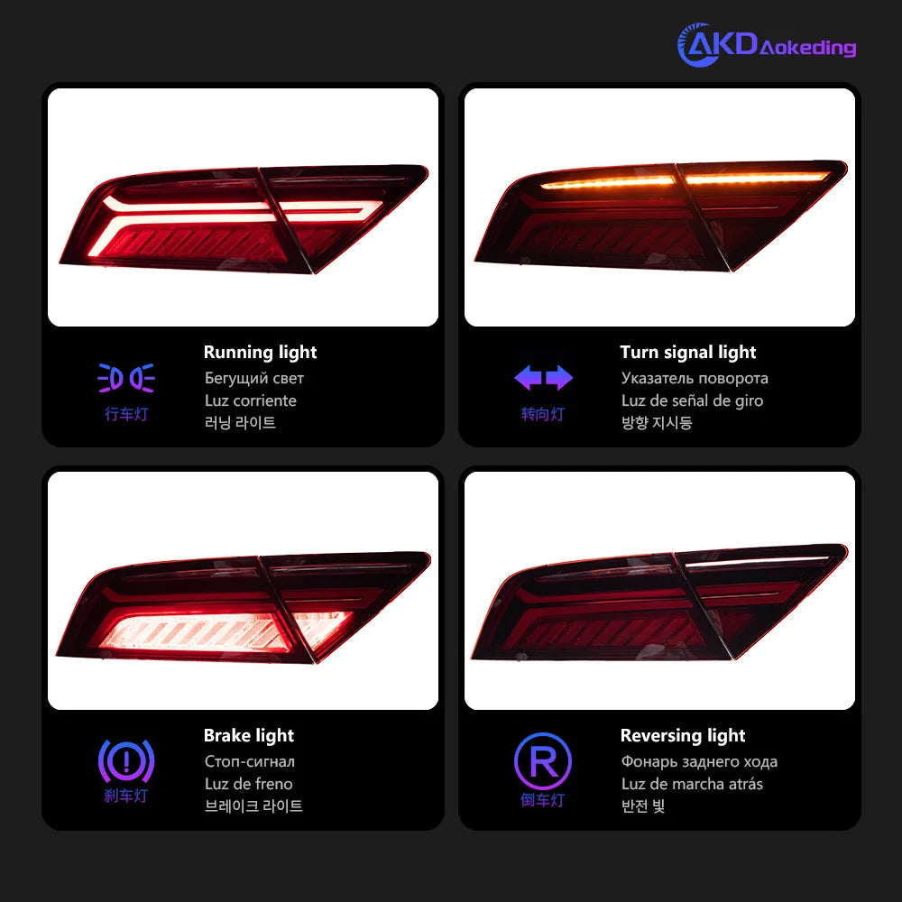 Audi A7 S7 RS7 4G8 2011-2018 LED Tail Lights Modern Style Red Smoked AKD